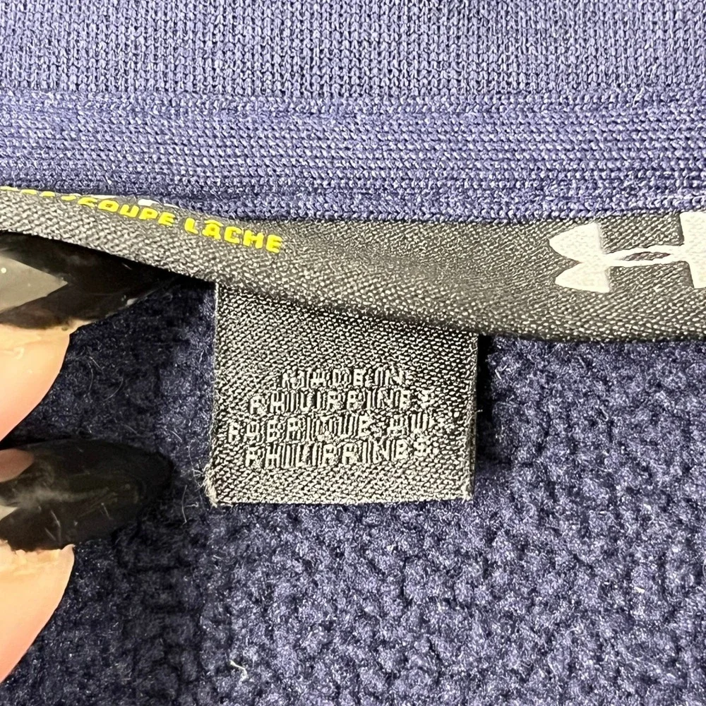 Under Armour Full Zip Track Jacket Mens S Fleece Lined Mock Neck Active Training